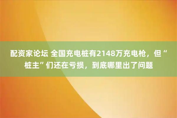 配资家论坛 全国充电桩有2148万充电枪，但“桩主”们还在亏损，到底哪里出了问题